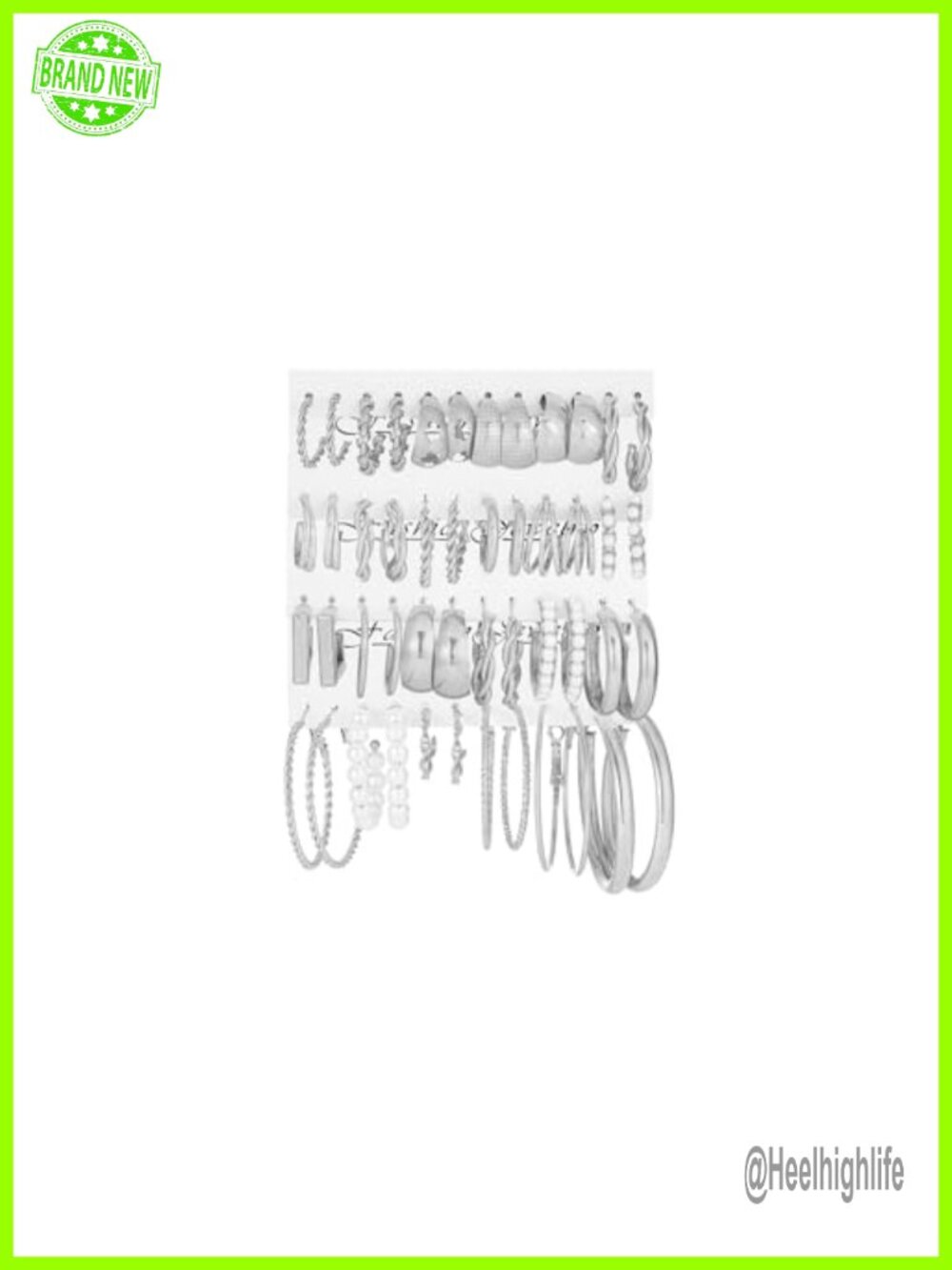 24 Pair Gold Silver Hoop Earring Set Lightweight Alloy Women